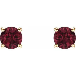 14K Yellow 5 mm Natural Mozambique Garnet Stud Earrings