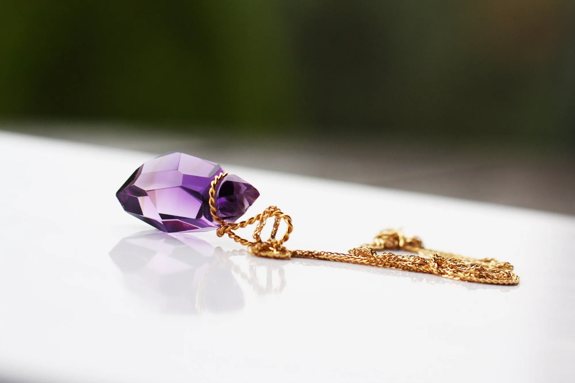 Amethyst necklace set with  Gold K18
