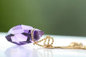 Amethyst necklace set with  Gold K18