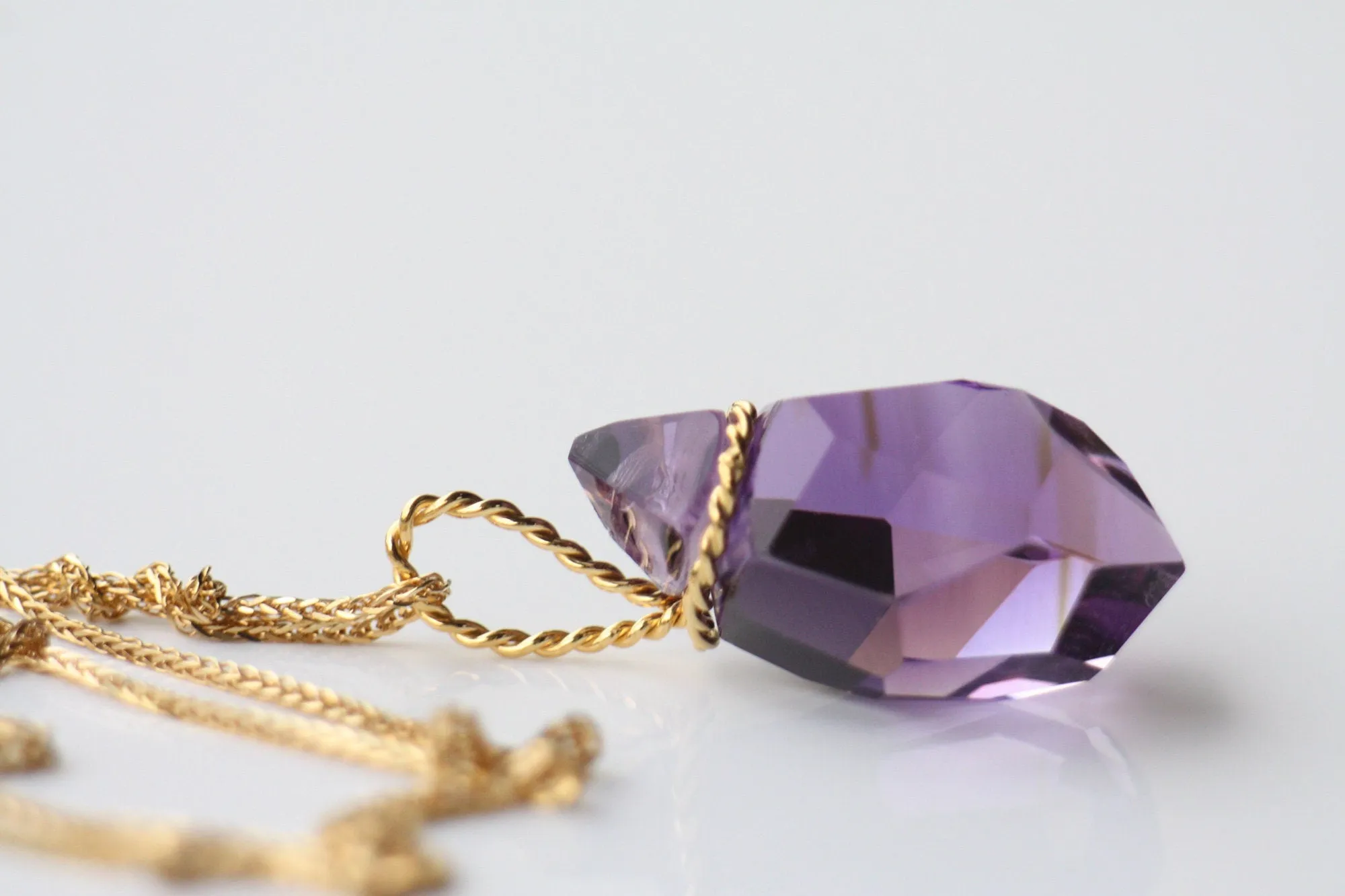 Amethyst necklace set with  Gold K18