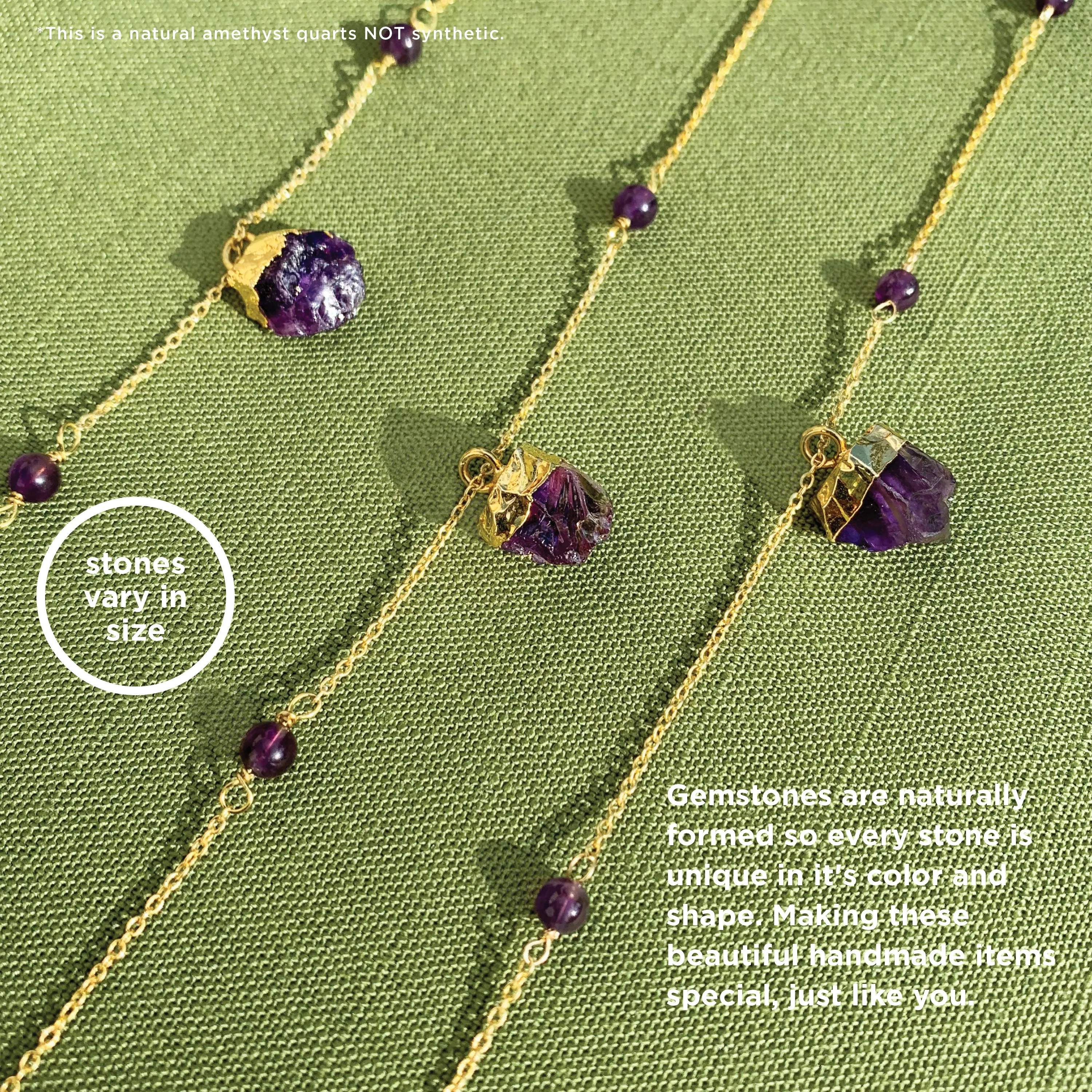 Boho Amethyst Necklace in Gold