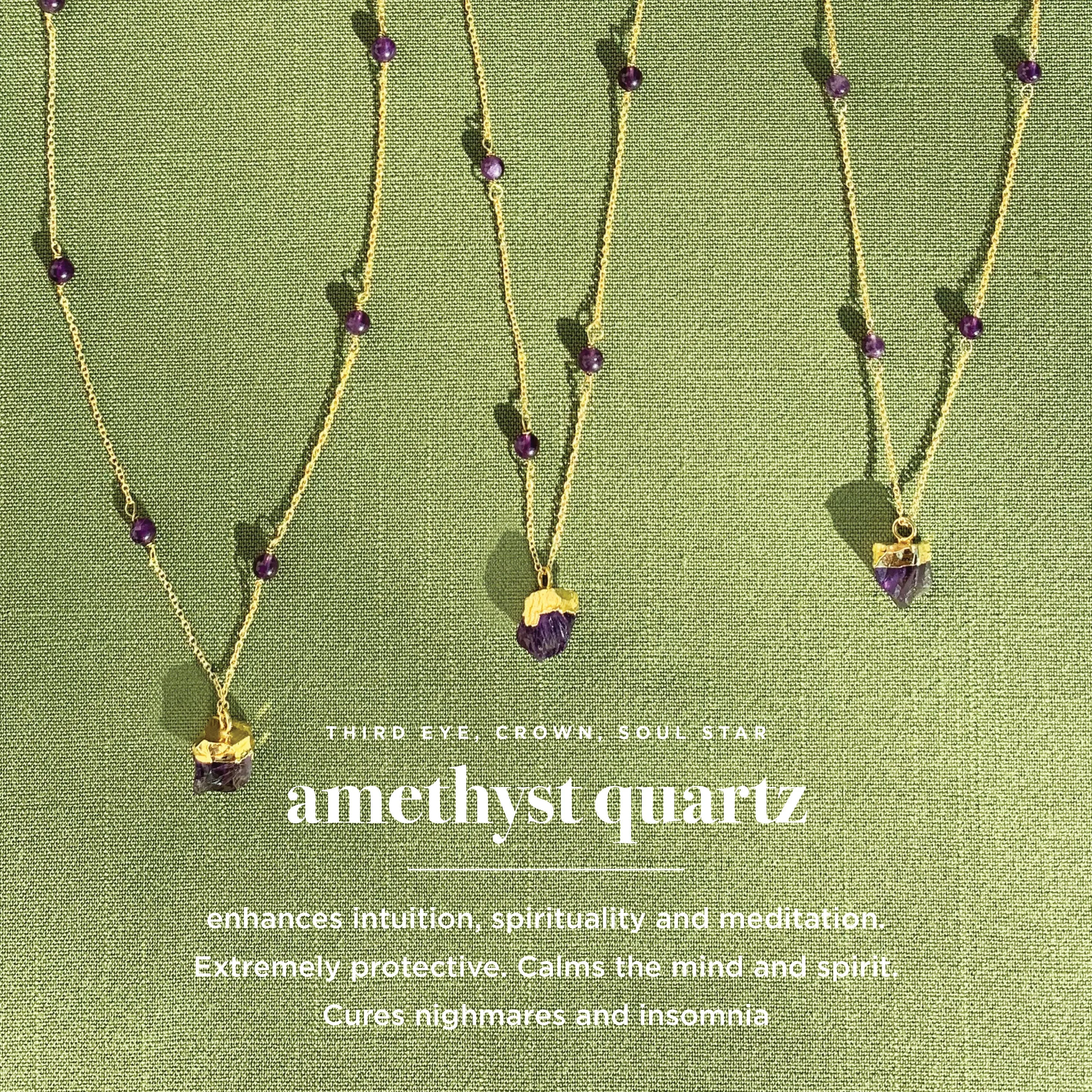 Boho Amethyst Necklace in Gold
