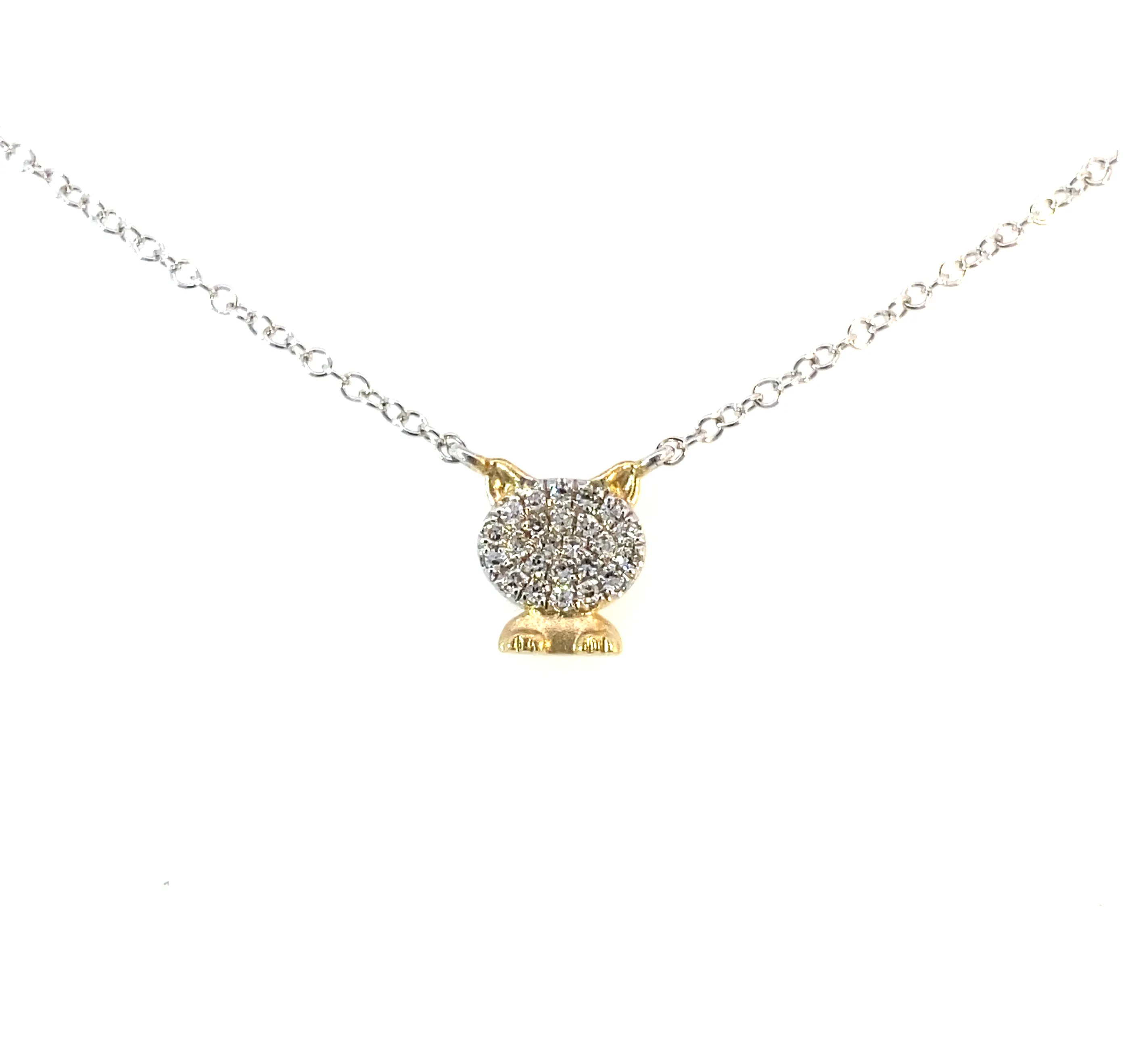 Charming Petite Cat Diamond Necklace