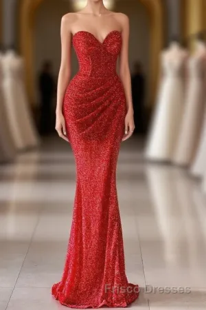 Charming Sweetheart Sleeveless Mermaid Prom Dresses Long Slit Online