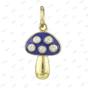 Diamond Mushroom Pendant with Amethyst Enamel 8x13mm