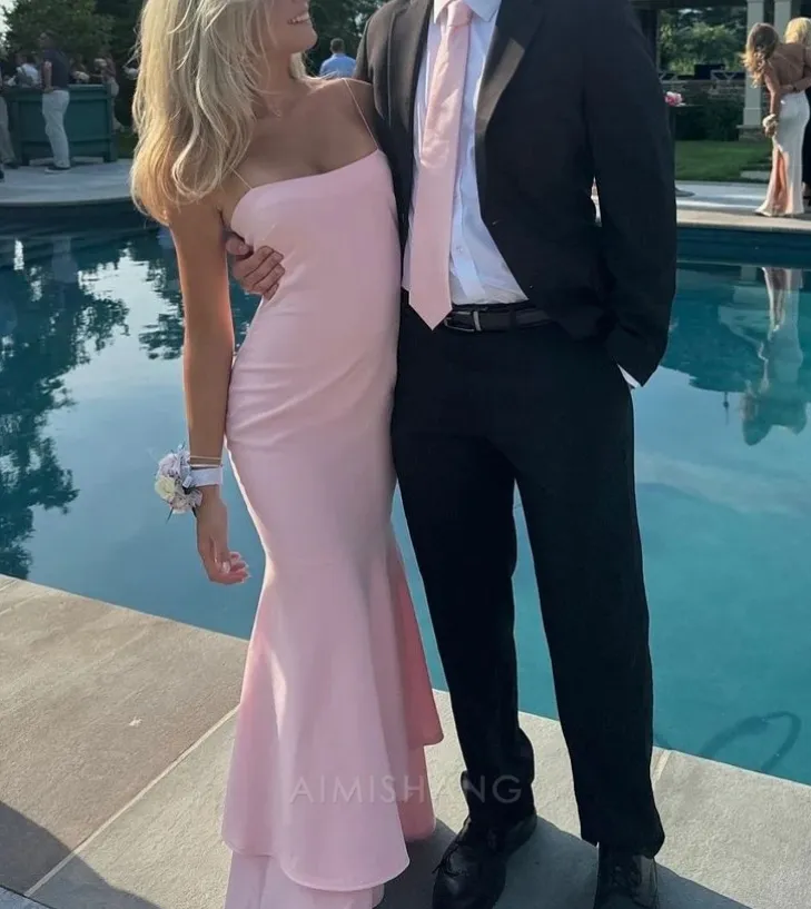 Elegant Mermaid Straps Long Prom Dress Charming Evening Party Dress Graduation Dress
