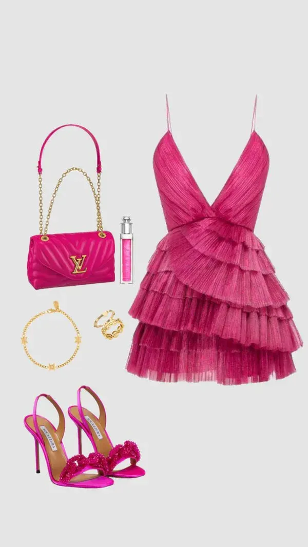 Elegant Purple Pleated V-Neck Homecoming Dress Charming Party Dress