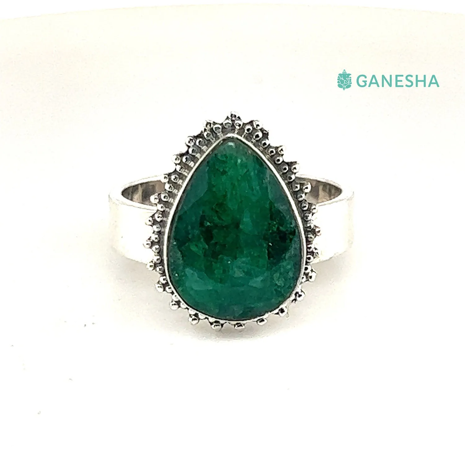 Faceted Emerald Tear Drop (925) Sterling Silver Jewellery Gift Set With Free Chain