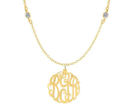 Gold Monogram CZ Necklace by Purple Mermaid Designs