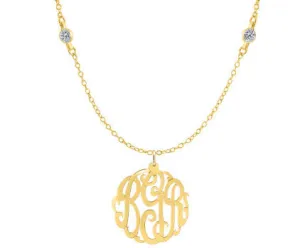 Gold Monogram CZ Necklace by Purple Mermaid Designs