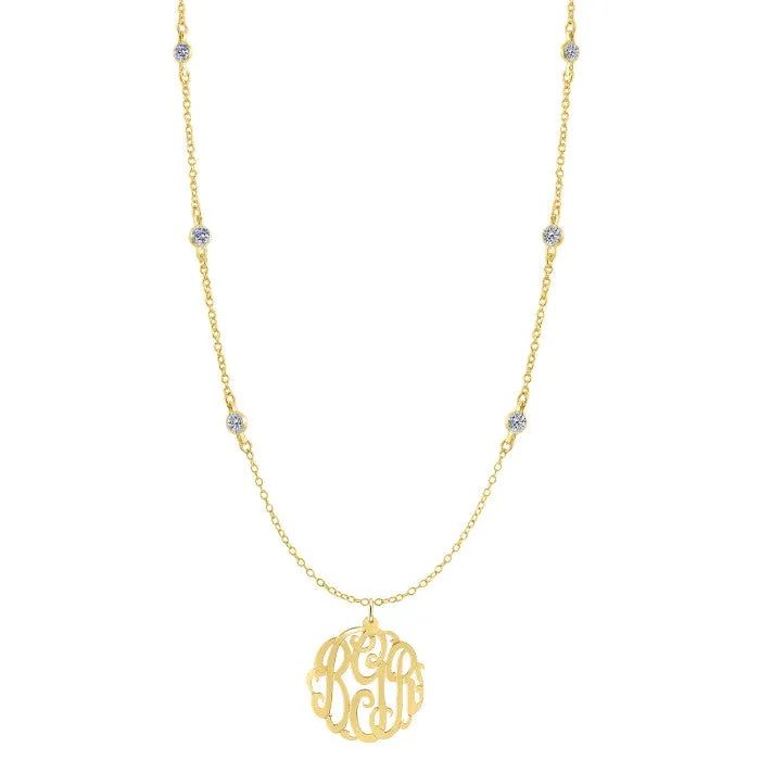 Gold Monogram CZ Necklace by Purple Mermaid Designs