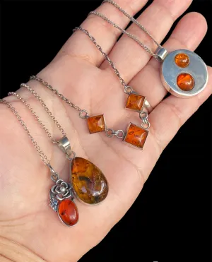 Handmade Vintage Amber Pendants