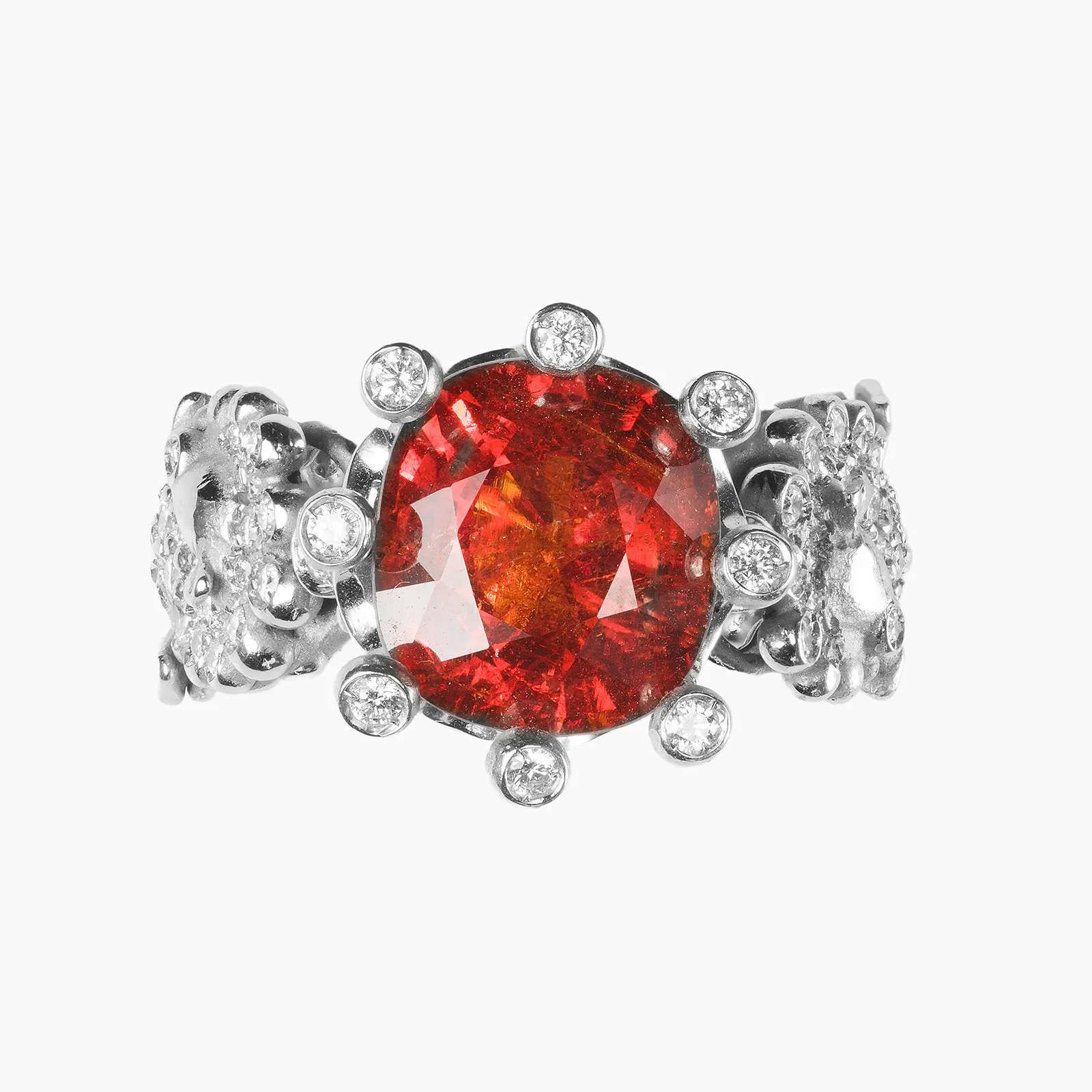 Kingdom of Two Sicilies Pavè Garnet Tangerine Ring