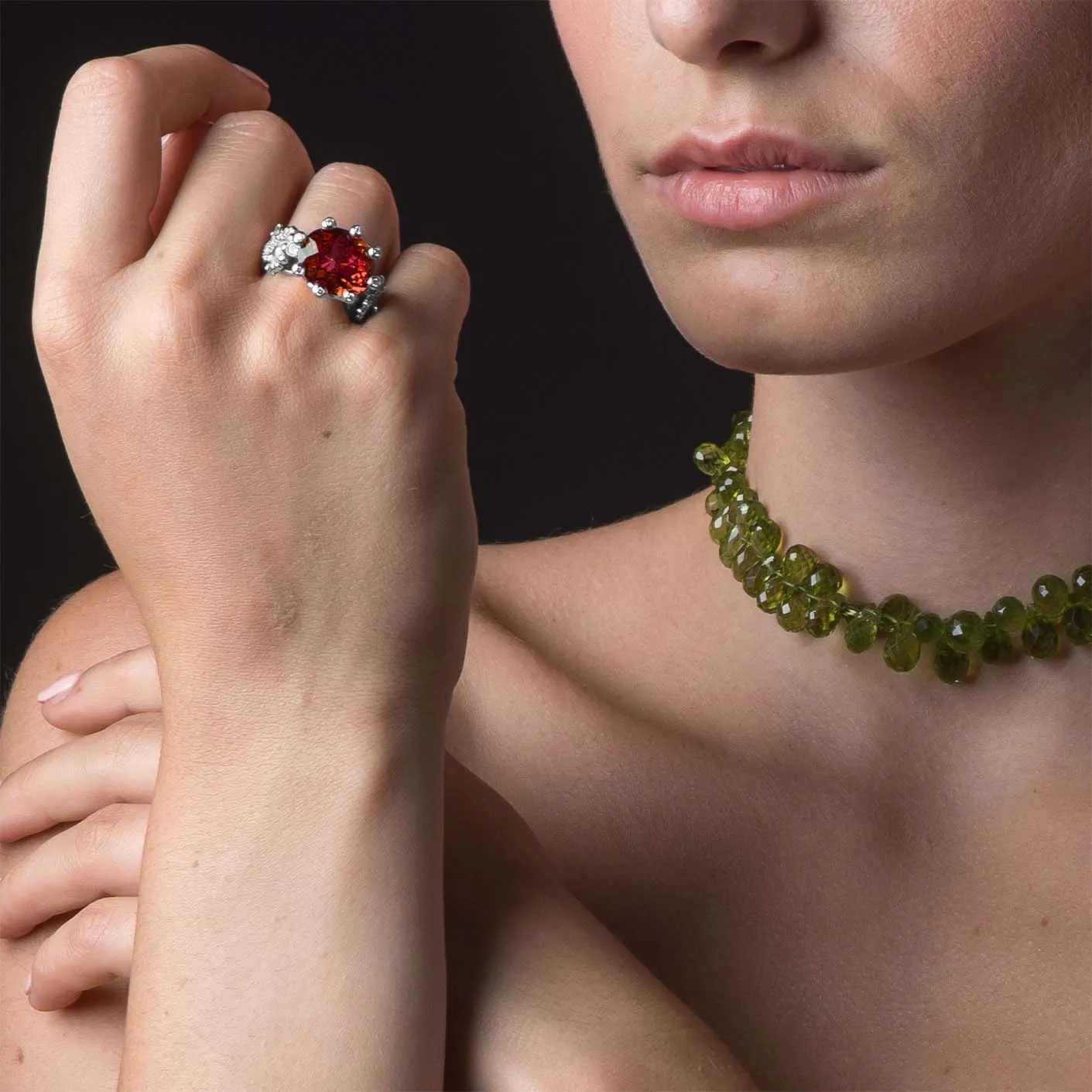 Kingdom of Two Sicilies Pavè Garnet Tangerine Ring