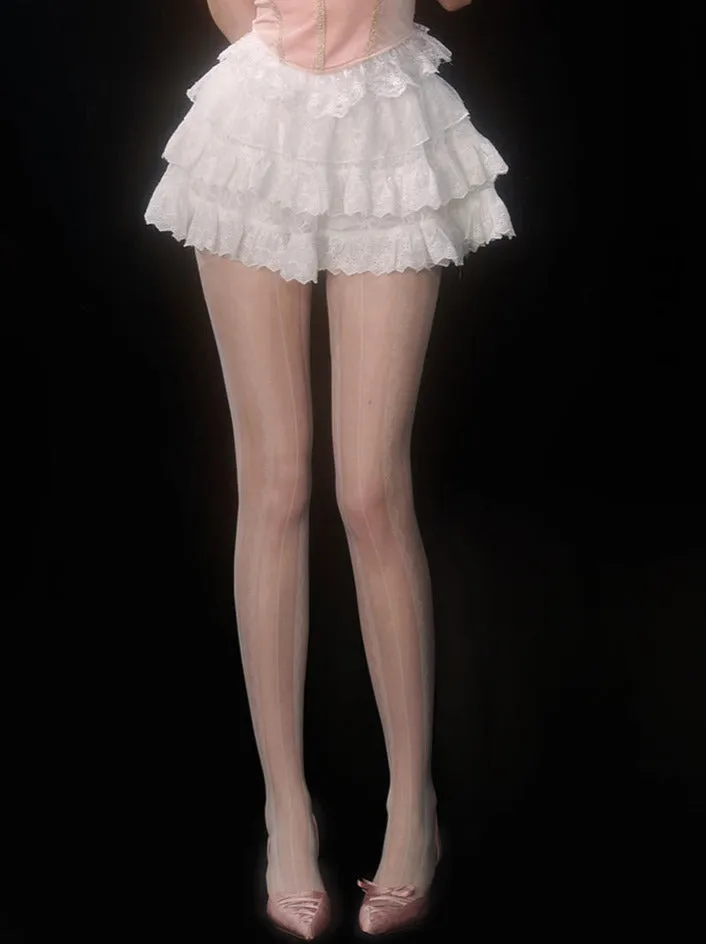 Lace White Lace Off-the-shoulder Cake Style   Ballet Skirt Top Pink Velvet Strap