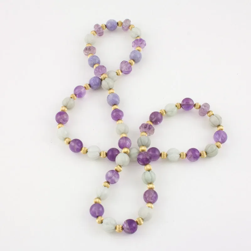 Lilac and white Jade necklace
