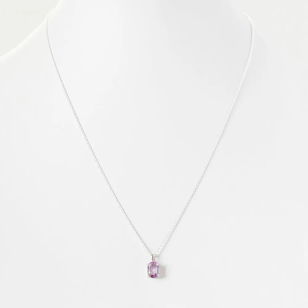 Luna, an Oval cut Pink Amethyst Necklace - 8x6mm