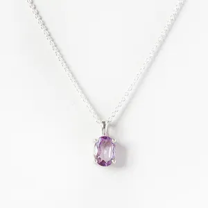 Luna, an Oval cut Pink Amethyst Necklace - 8x6mm