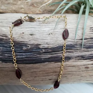 Marquise garnet gold-filled bracelet