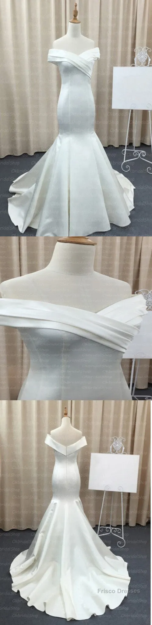 Mermaid Stain Ivory Simple Charming Elegant Cheap Wedding Dresses Bridal Gown,