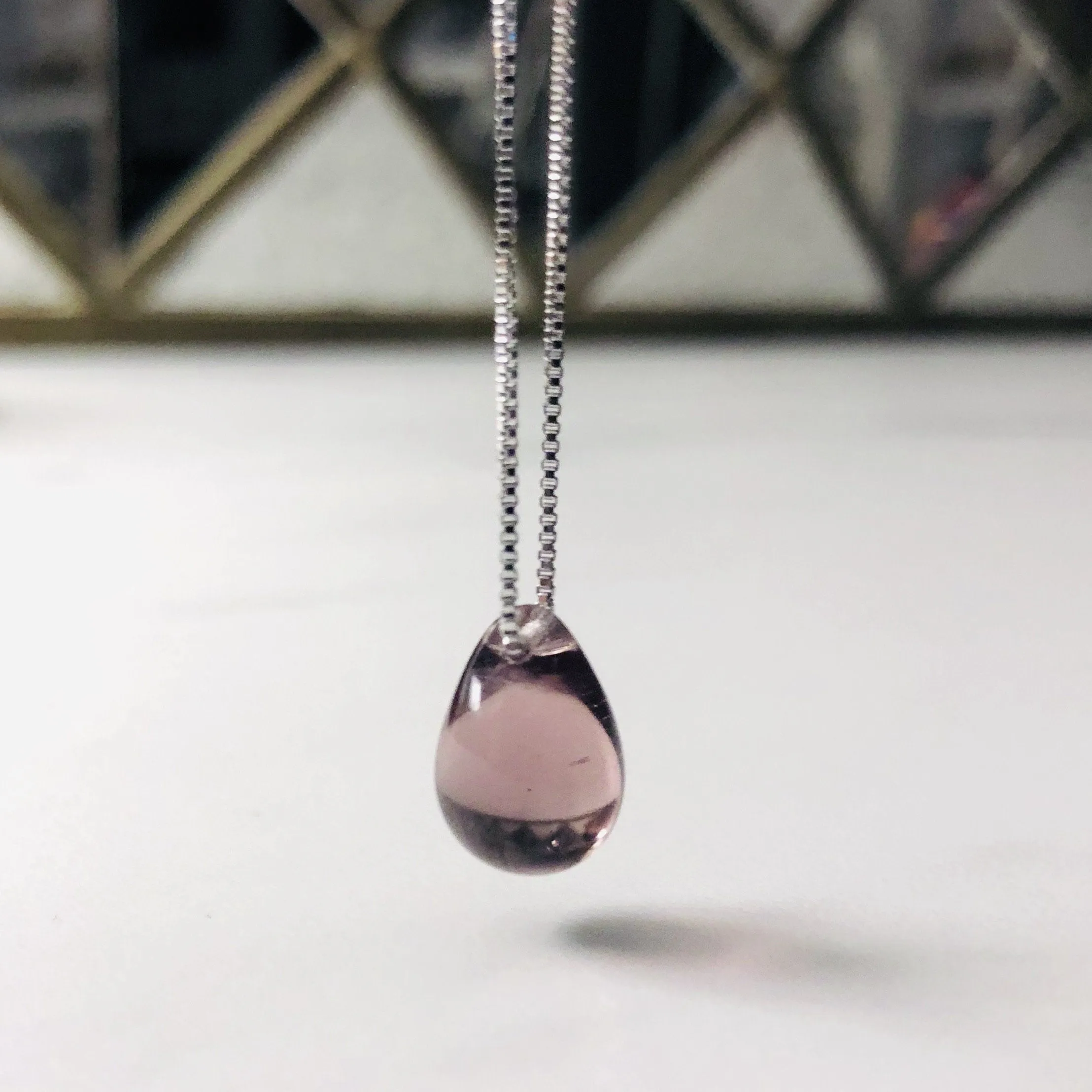 Mermaid Tear Glass Pendant Necklace