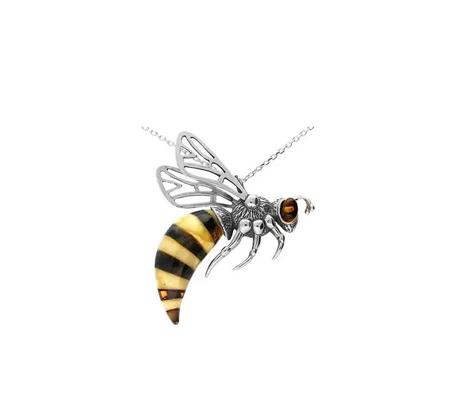MILENA Large Amber BEE Necklace