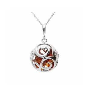 MILENA Necklace Silver and Amber Swirl