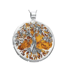 MILENA necklace Silver and Amber Tree of Life Oxidised