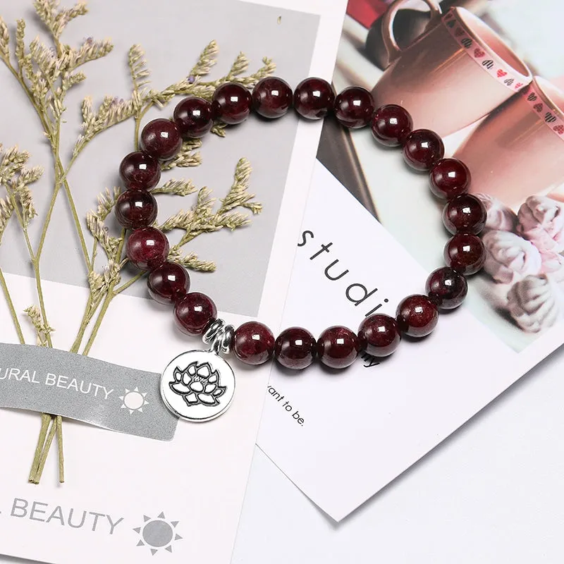 Natural Garnet Beaded Bracelet