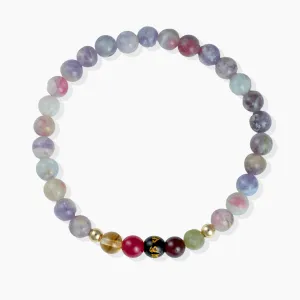 Pink Tourmaline Mega Destiny Lucky 7 Gemstone Bracelet With REAL Gold