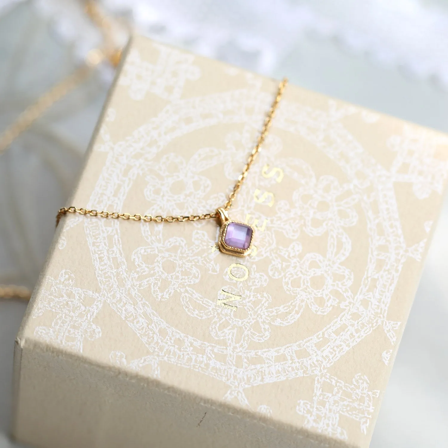 Retro Style Rhombic Amethyst Necklace