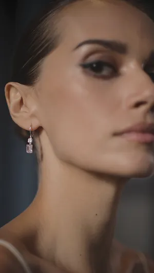 Shannon White Emerald Euro Back Earrings White Gold Plated