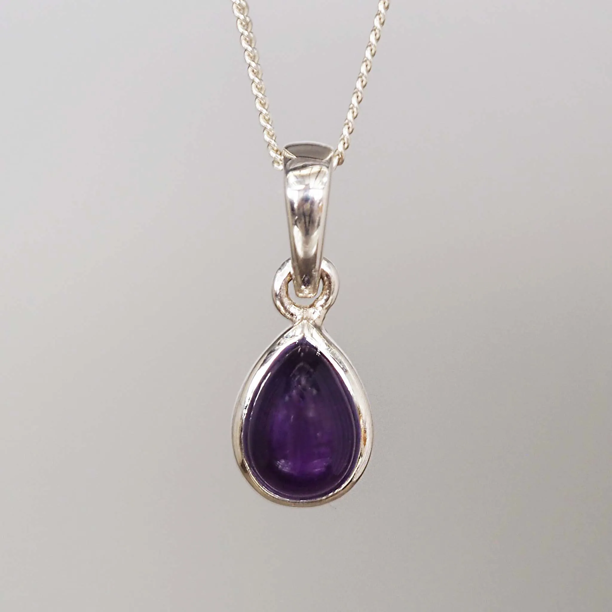 Silver Initial and February Amethyst Birthstone Necklace