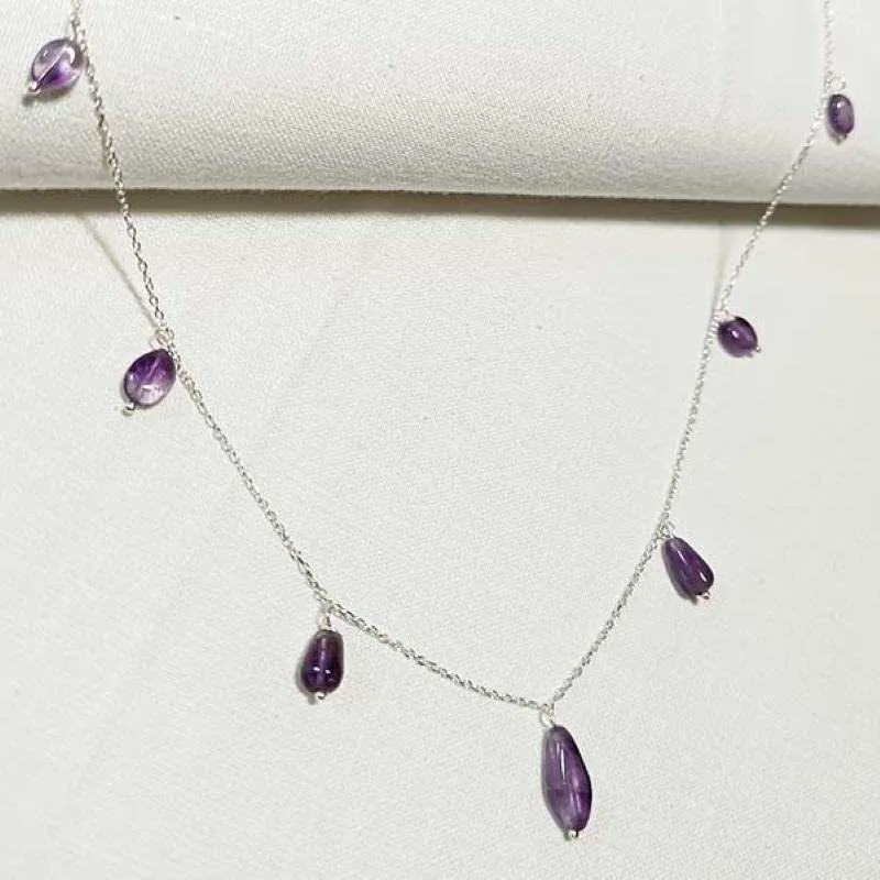 Silver Necklace with Amethyst