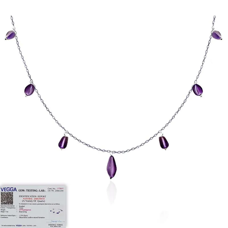 Silver Necklace with Amethyst