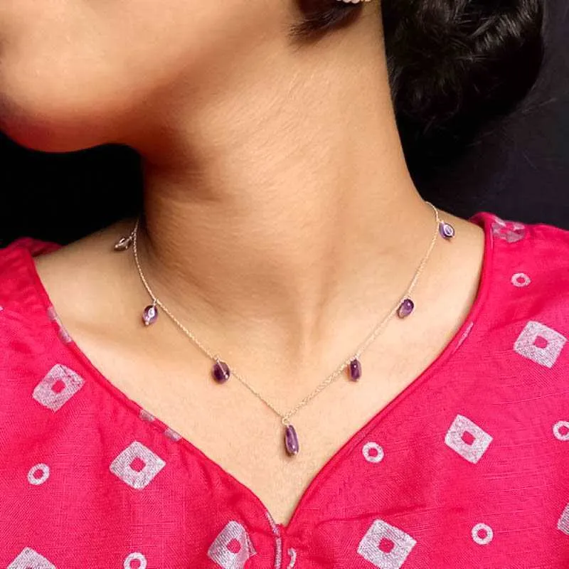 Silver Necklace with Amethyst