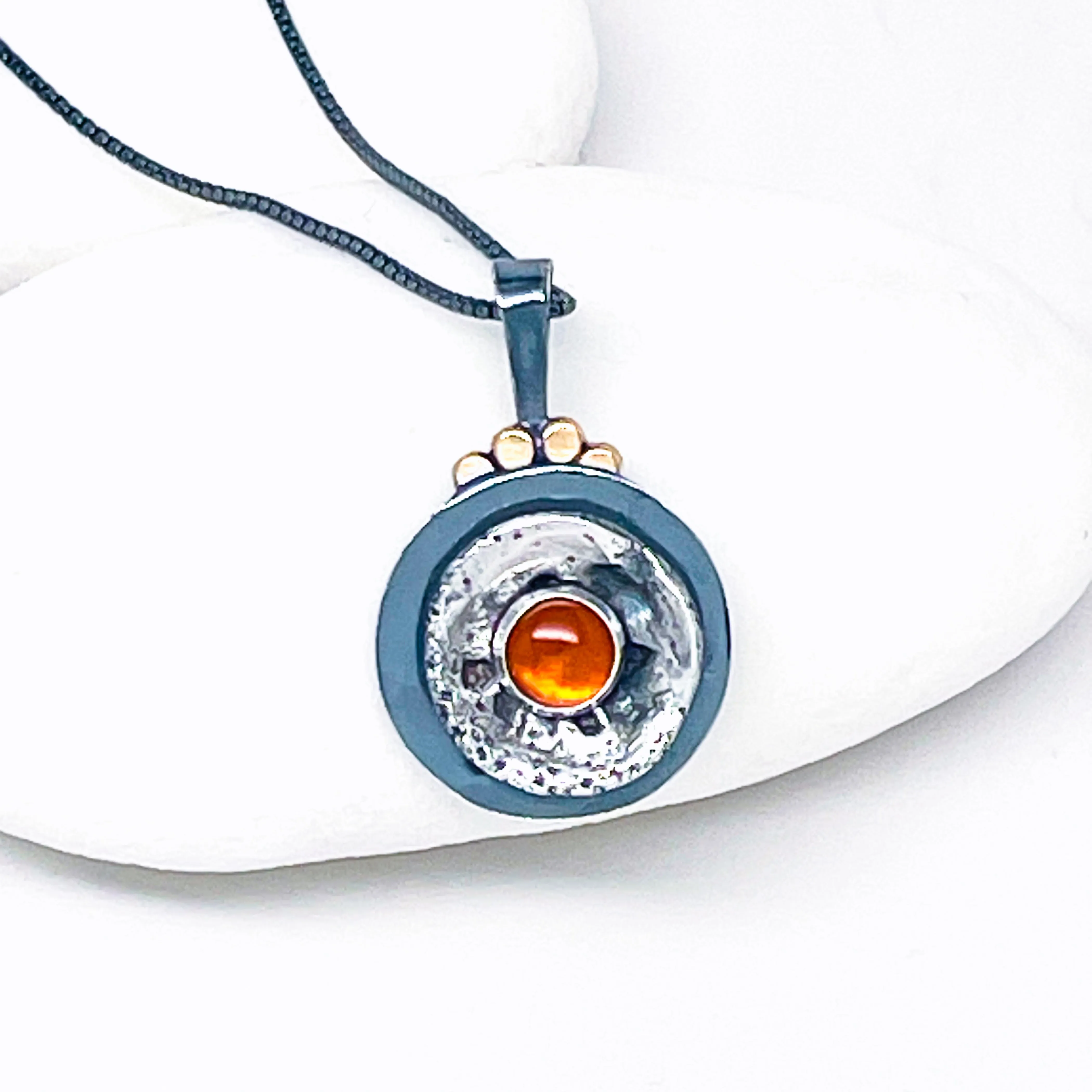 Sterling Silver Amber Lotus Pod Necklace