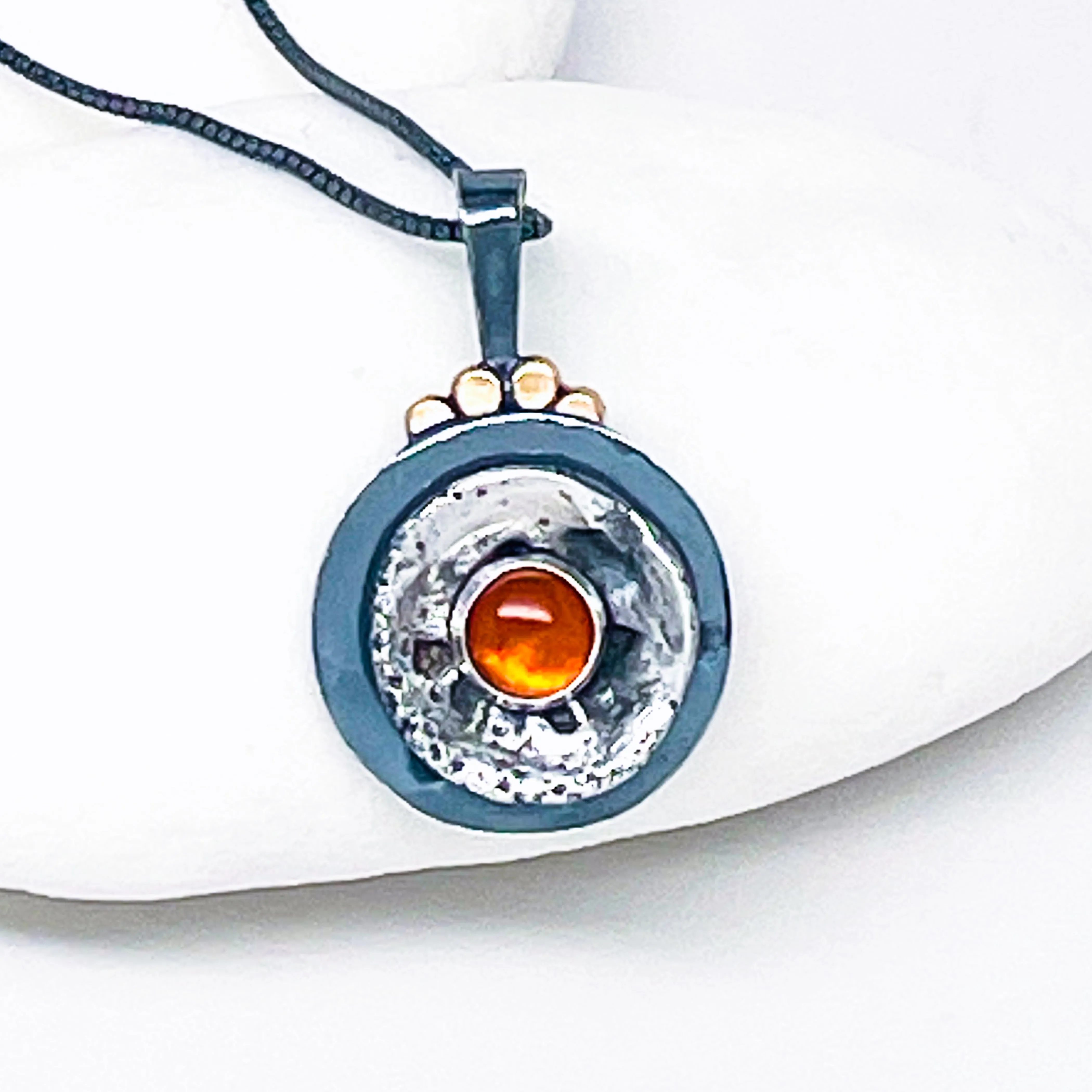 Sterling Silver Amber Lotus Pod Necklace